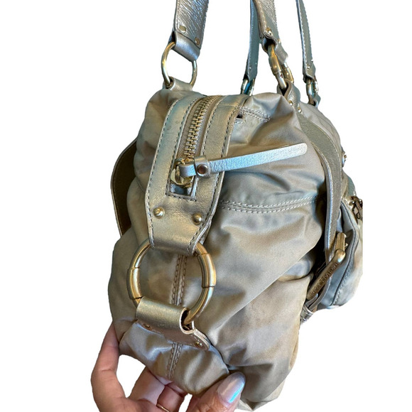 Michael Kors Champagne Gold Mini Duffel Satchel Hand Bag - Picture 4 of 10